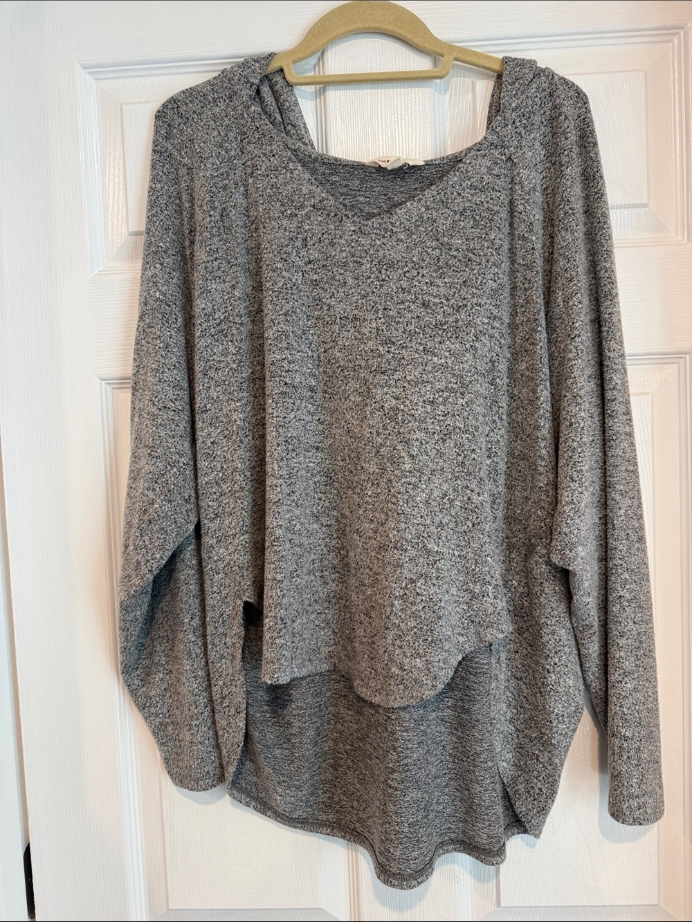 Lucky Brand Gray Lightweight Hooded Scoop-Neck Sweater